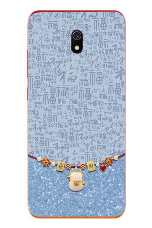 Redmi 8A Uyumlu Mavi Japon Desen Baskılı Silikon Kılıf