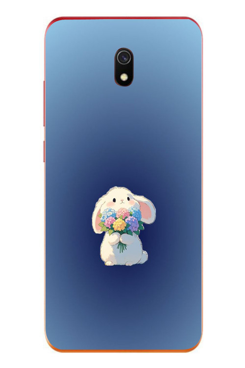 Redmi 8A Uyumlu Çiçekli Tavşan Baskılı Silikon Kılıf