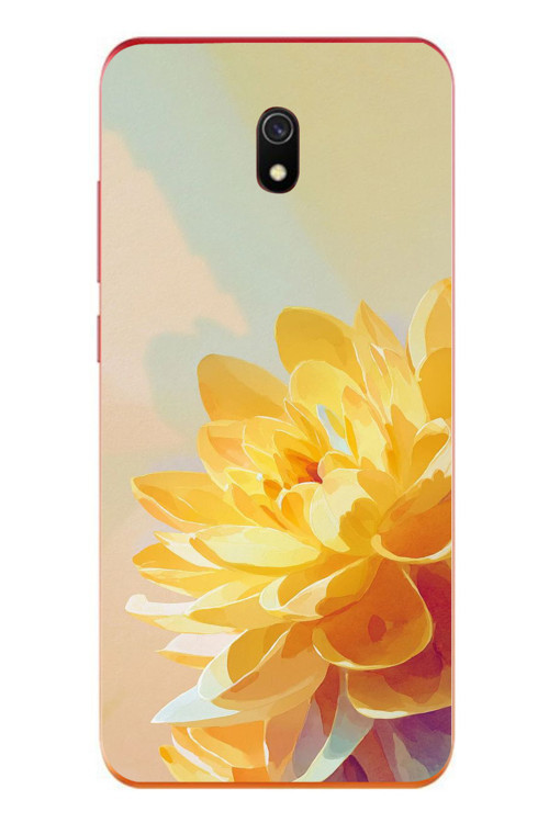 Redmi 8A Uyumlu Sarı Çiçek Baskılı Silikon Kılıf