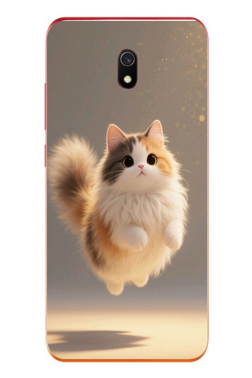 Redmi 8A Uyumlu Zıplayan Kedi Baskılı Silikon Kılıf