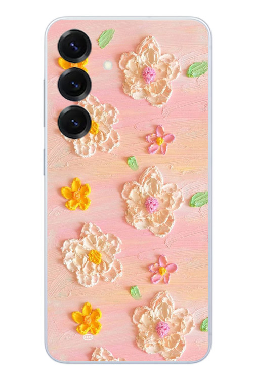 Samsung Galaxy S25 Uyumlu Pastel Papatya Baskılı Silikon Kılıf