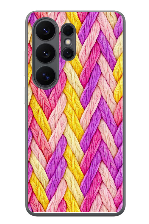 Samsung Galaxy S26 Ultra Uyumlu Mor Sarı Örgü Baskılı Silikon Kılıf