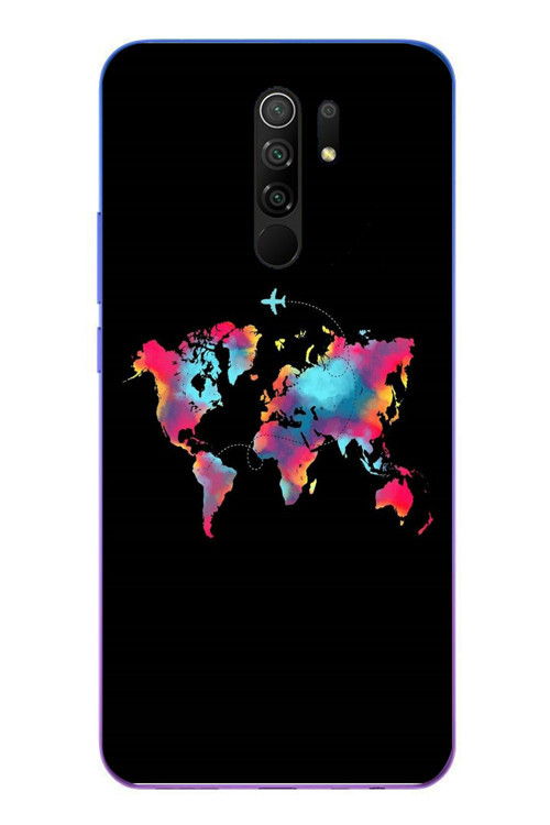 Redmi 9 Uyumlu Dünya Renkli Haritası Baskılı Silikon Kılıf