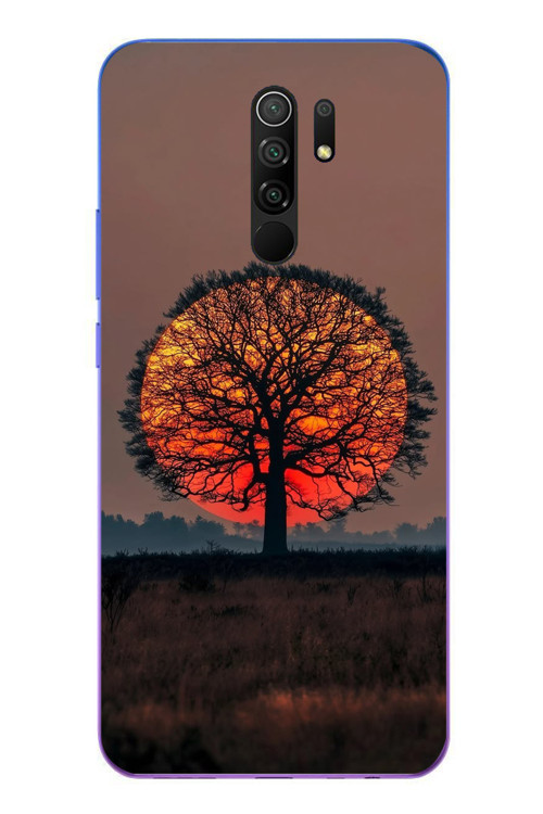 Redmi 9 Uyumlu Güneşe Denk Gelen Ağaç Baskılı Silikon Kılıf