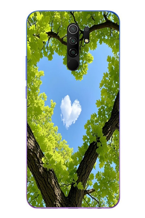 Redmi 9 Uyumlu Kalpli Ağaç Baskılı Silikon Kılıf