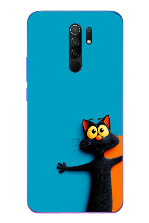 Redmi 9 Uyumlu Kedi Uyarısı Baskılı Silikon Kılıf