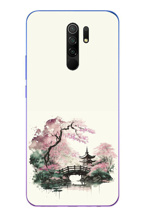 Redmi 9 Uyumlu Japon Bahçesi Baskılı Silikon Kılıf