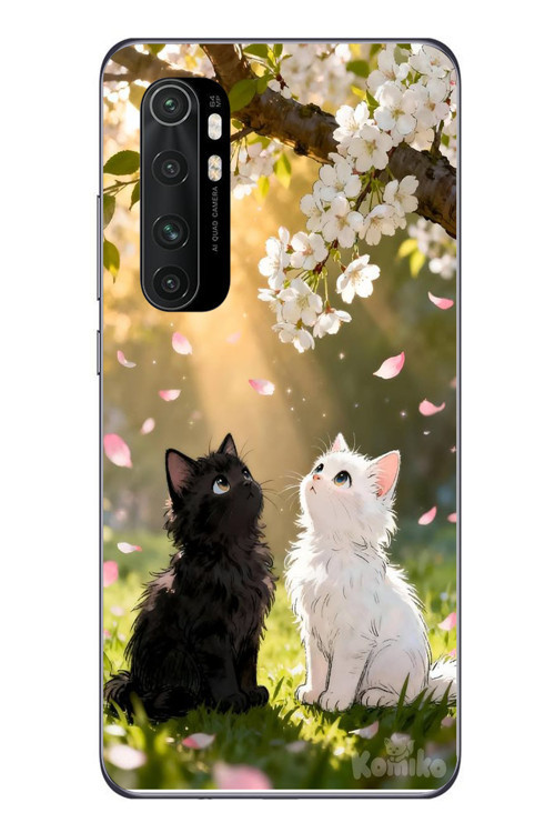 Xiaomi Mi 10 Lite Uyumlu İlkbahar Kedileri Baskılı Silikon Kılıf
