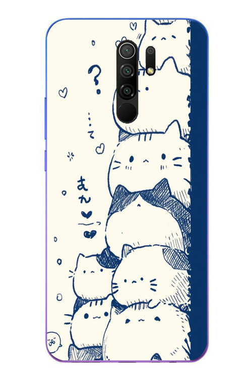 Redmi 9 Uyumlu Mavi Kedi Kardeşliği Baskılı Silikon Kılıf