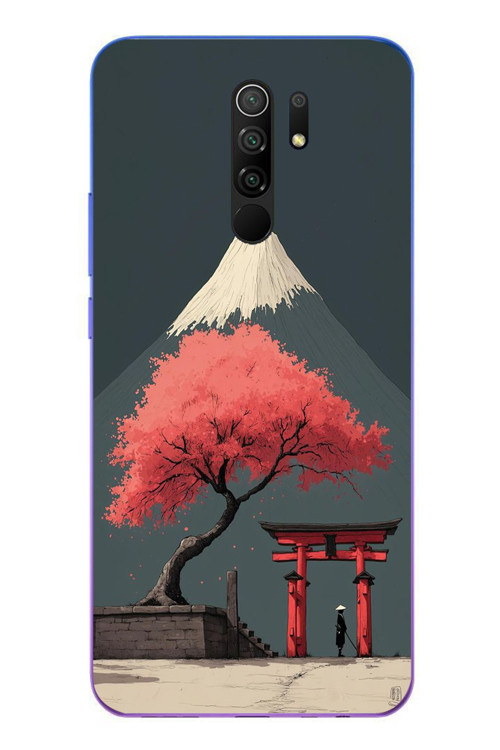 Redmi 9 Uyumlu Fuji Dağı Baskılı Silikon Kılıf