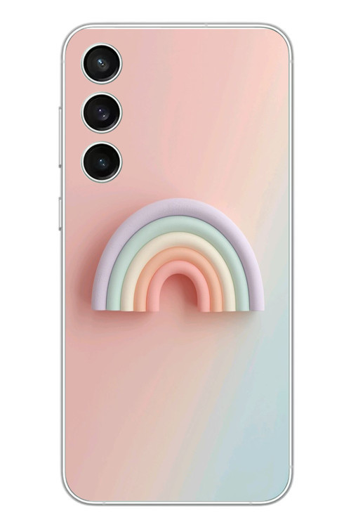 Samsung Galaxy S23 Fe Uyumlu Gökkuşağı Pastel Baskılı Silikon Kılıf