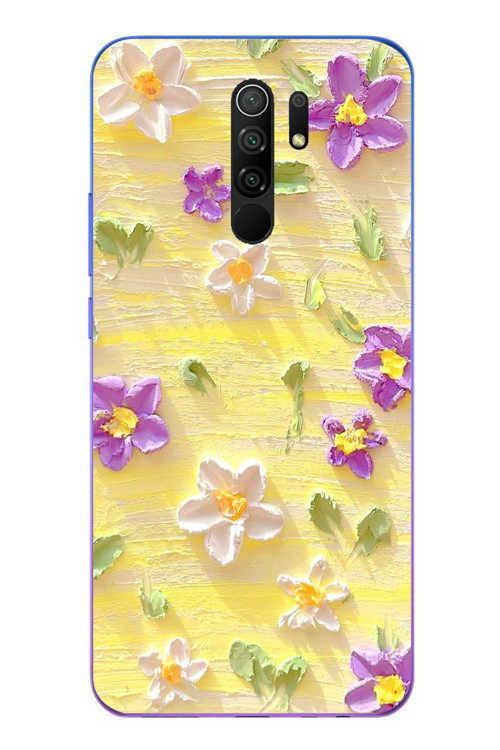 Redmi 9 Uyumlu Mor Papatyalar Baskılı Silikon Kılıf