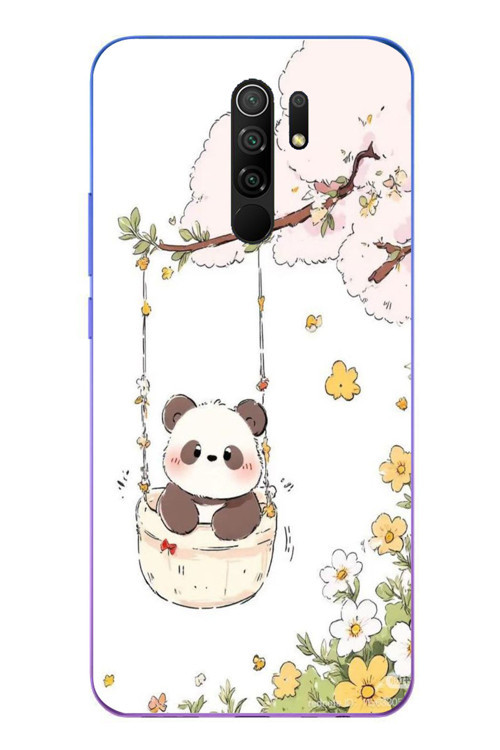 Redmi 9 Uyumlu Sallanan Panda Baskılı Silikon Kılıf