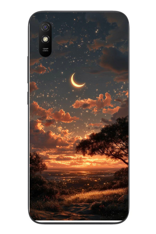 Redmi 9A Uyumlu Ay Gecesi Baskılı Silikon Kılıf