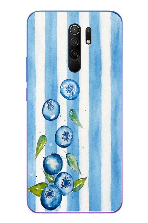 Redmi 9 Uyumlu Yaban Mersinleri Baskılı Silikon Kılıf