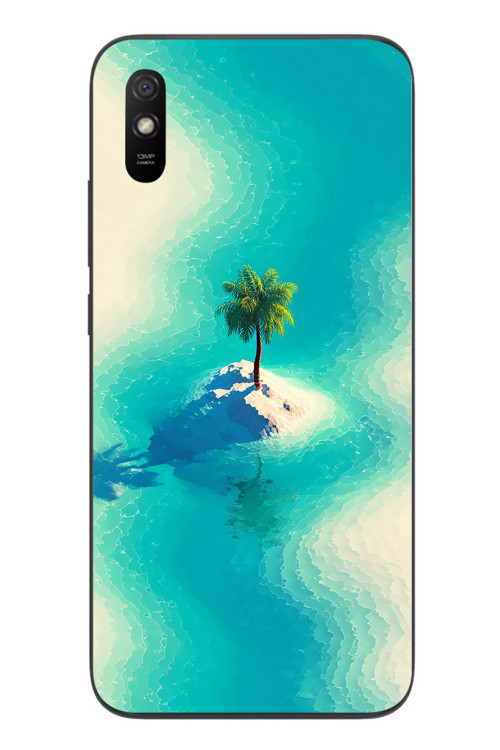 Redmi 9A Uyumlu Adada Palmiye Baskılı Silikon Kılıf