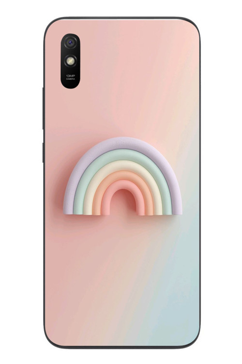 Redmi 9A Uyumlu Gökkuşağı Pastel Baskılı Silikon Kılıf