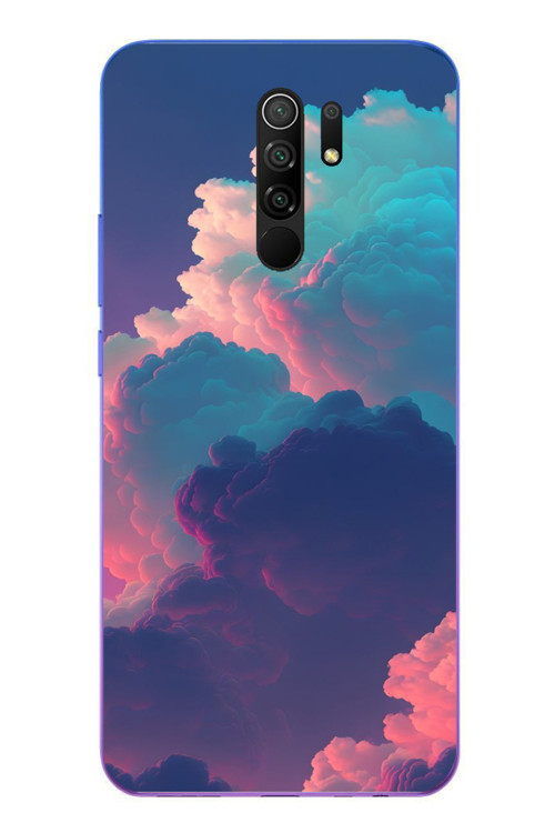 Redmi 9 Uyumlu Renkli Doğal Bulutlar Baskılı Silikon Kılıf