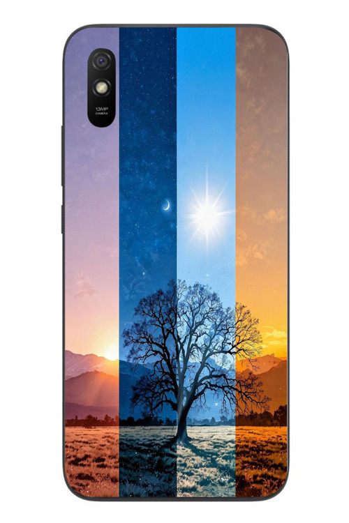 Redmi 9A Uyumlu Gündoğumu Mevsimi Baskılı Silikon Kılıf