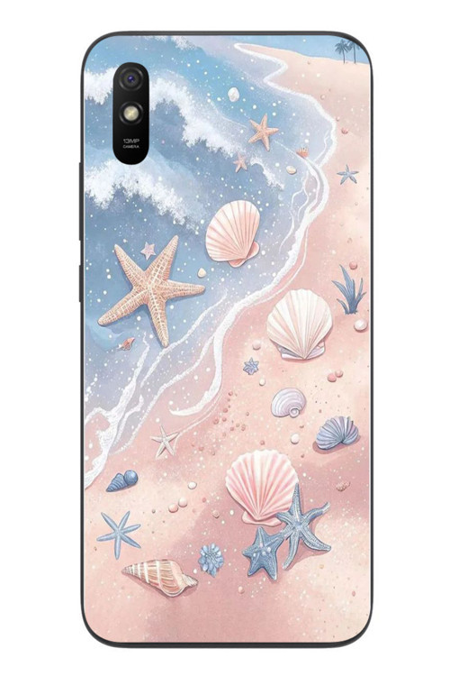 Redmi 9A Uyumlu Deniz Yıldızı Kumsalı Baskılı Silikon Kılıf