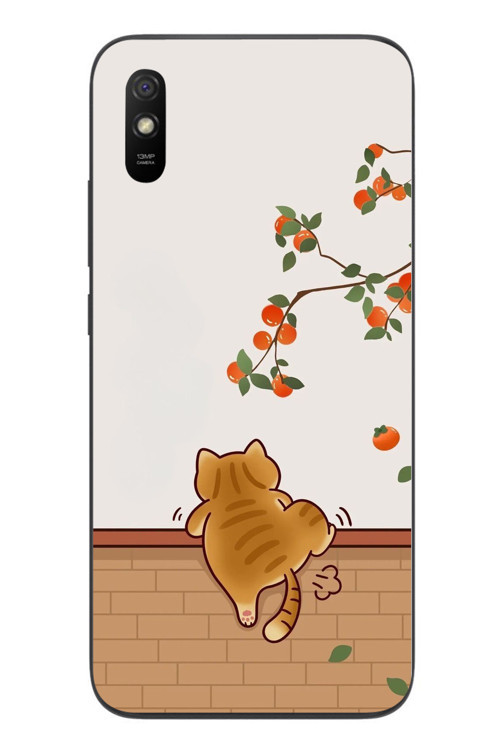 Redmi 9A Uyumlu Kedi Tırmanıyor Baskılı Silikon Kılıf