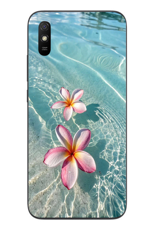 Redmi 9A Uyumlu Denizde Çiçekler Baskılı Silikon Kılıf