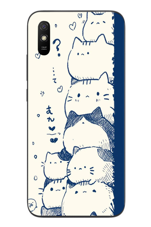 Redmi 9A Uyumlu Mavi Kedi Kardeşliği Baskılı Silikon Kılıf