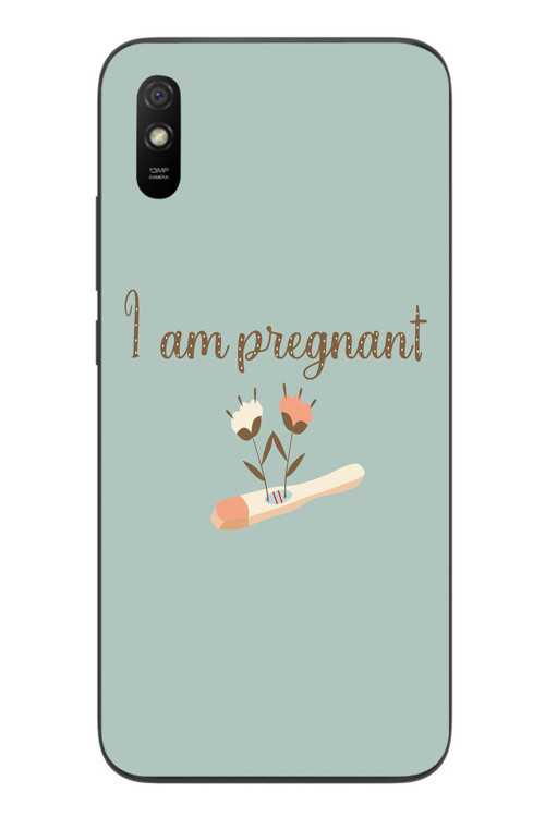 Redmi 9A Uyumlu I'm Pregnant Baskılı Silikon Kılıf