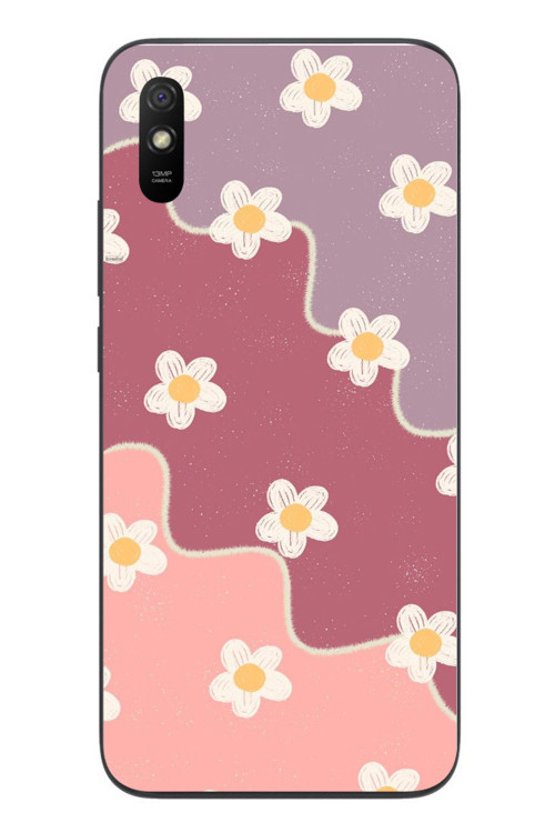 Redmi 9A Uyumlu Papatya Dalgaları Baskılı Silikon Kılıf