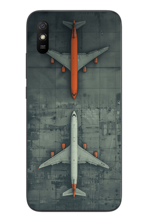 Redmi 9A Uyumlu İki Uçak Baskılı Silikon Kılıf
