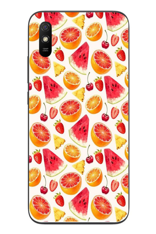 Redmi 9A Uyumlu Karpuz ve Kan Portakalı Baskılı Silikon Kılıf