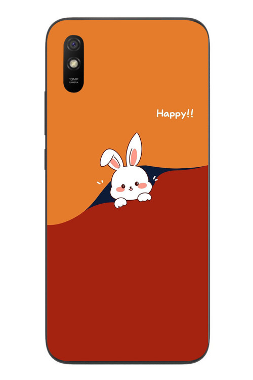 Redmi 9A Uyumlu Mutlu Tavşan Baskılı Silikon Kılıf