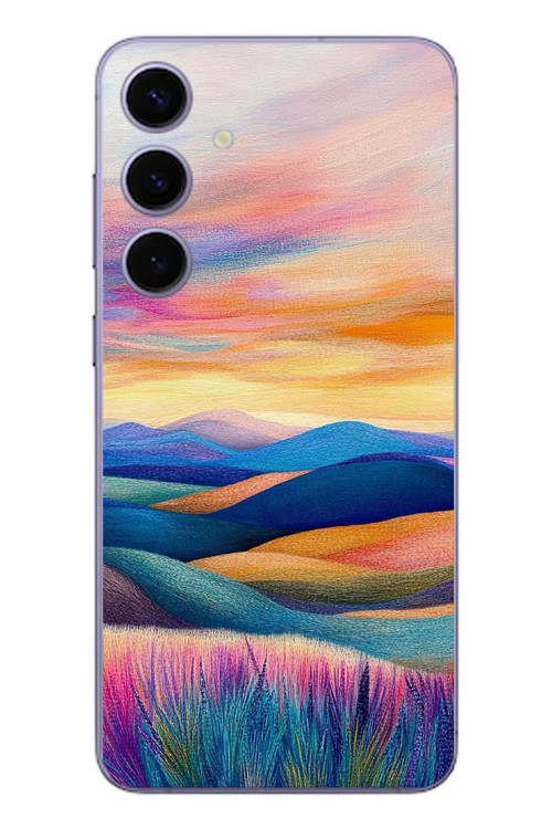 Samsung Galaxy S24 Plus Uyumlu Renkli Pastel Günbatımı Baskılı Silikon Kılıf