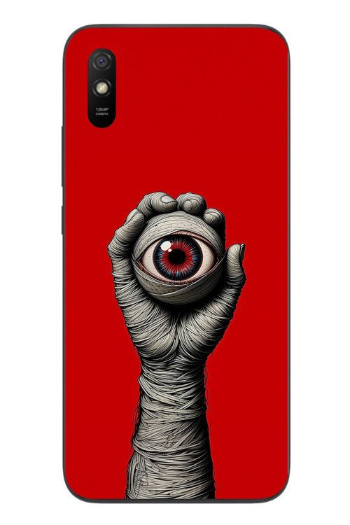 Redmi 9A Uyumlu Tek Göz Elde Baskılı Silikon Kılıf