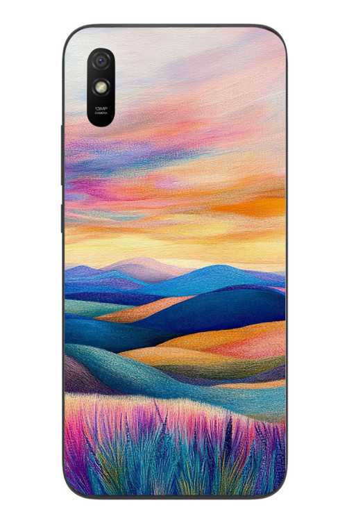 Redmi 9A Uyumlu Renkli Pastel Günbatımı Baskılı Silikon Kılıf