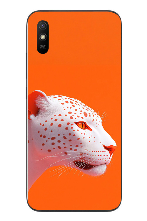 Redmi 9A Uyumlu Turuncu Kaplan Baskılı Silikon Kılıf
