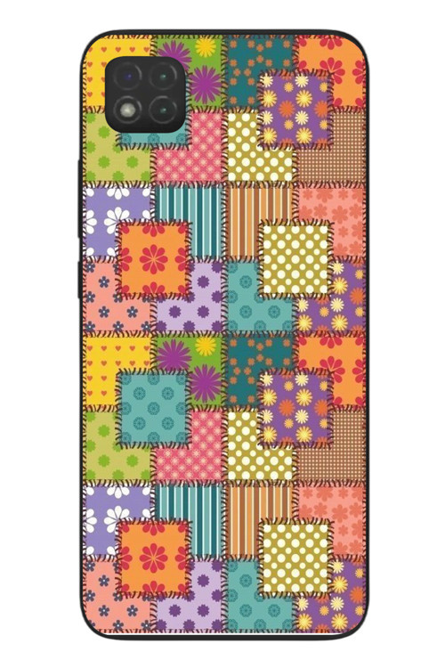 Redmi 9C Uyumlu Kare Motifleri Baskılı Silikon Kılıf