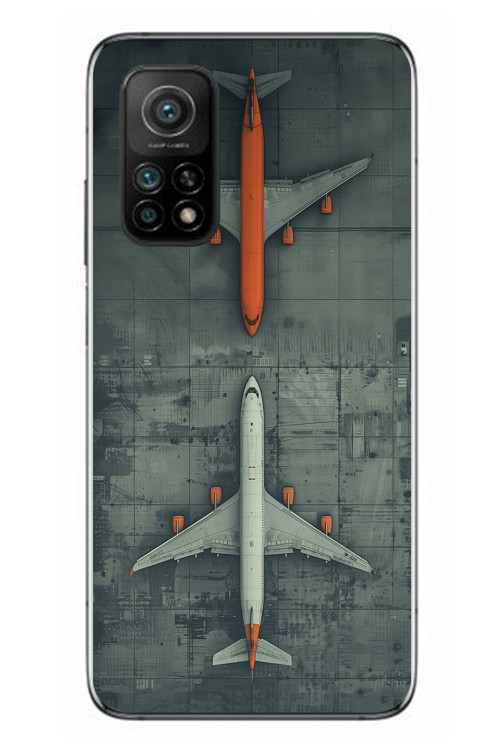Xiaomi Mi 10 T Uyumlu İki Uçak Baskılı Silikon Kılıf
