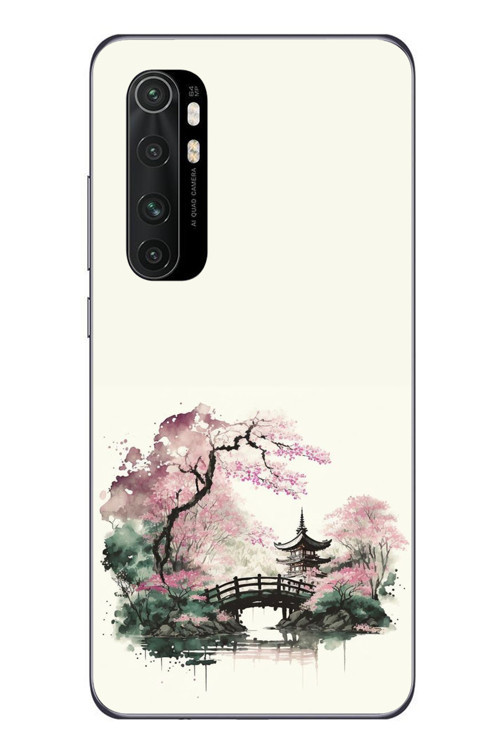 Xiaomi Mi 10 Lite Uyumlu Japon Bahçesi Baskılı Silikon Kılıf