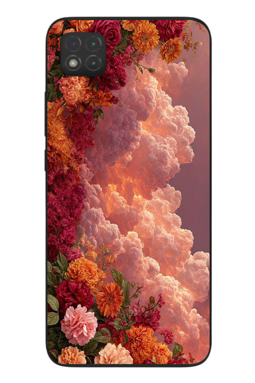 Redmi 9C Uyumlu Güller ve Bulutlar Baskılı Silikon Kılıf