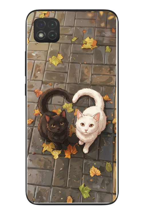 Redmi 9C Uyumlu Kalp Kuyruklu Kediler Baskılı Silikon Kılıf