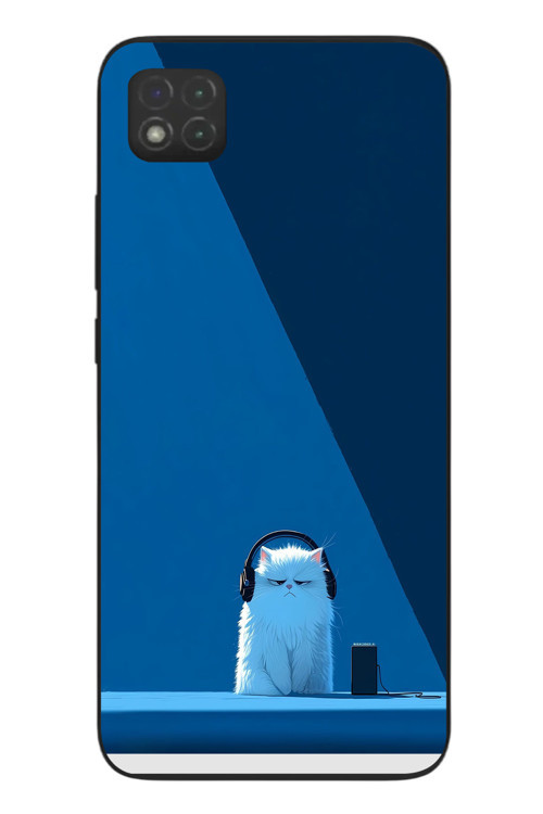 Redmi 9C Uyumlu Kulaklı Kedi Baskılı Silikon Kılıf