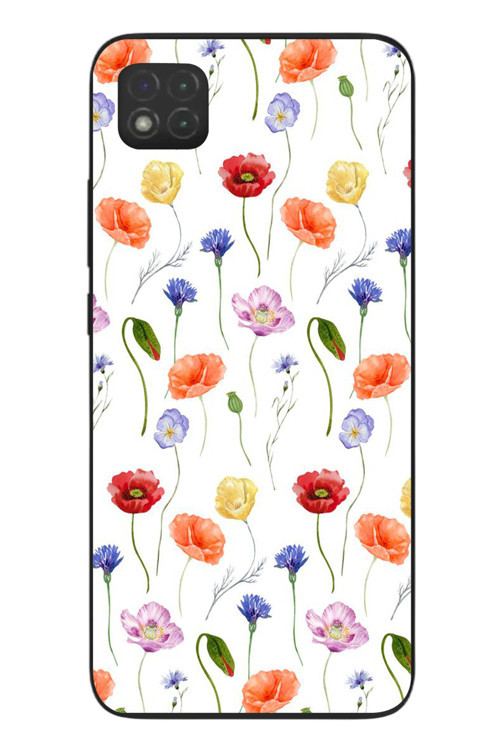 Redmi 9C Uyumlu Sade Tek Çiçekler Baskılı Silikon Kılıf