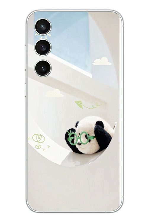 Samsung Galaxy S23 Fe Uyumlu Gözlüklü Panda Baskılı Silikon Kılıf