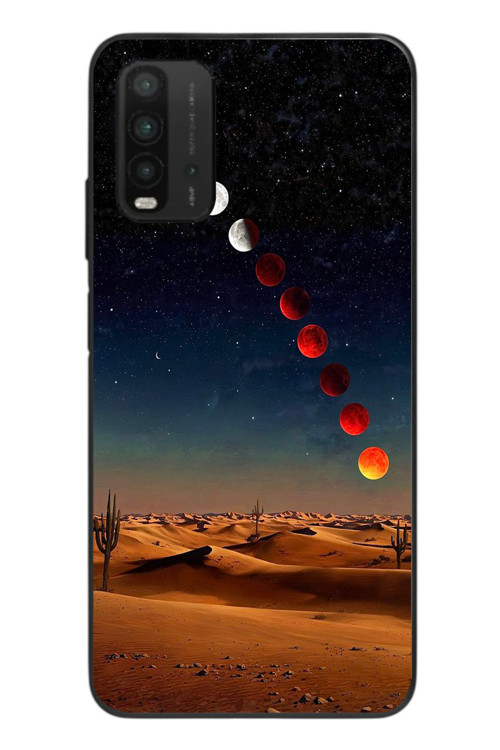 Redmi 9T Uyumlu Ayın Geçişi Baskılı Silikon Kılıf