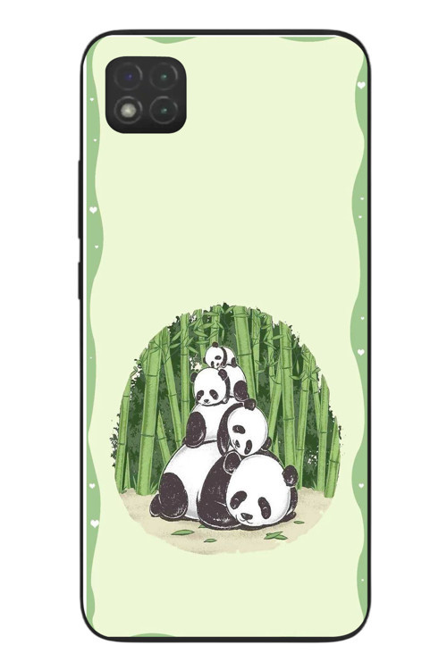 Redmi 9C Uyumlu Panda Ailesi Baskılı Silikon Kılıf