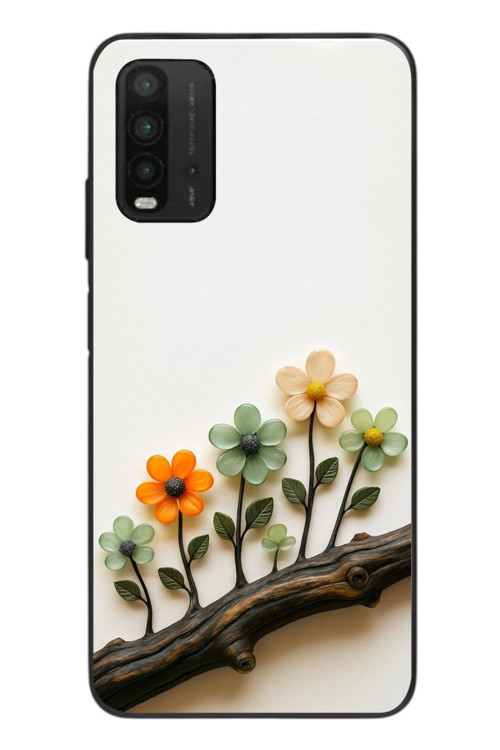 Redmi 9T Uyumlu Dalda Açan Çiçekler Baskılı Silikon Kılıf