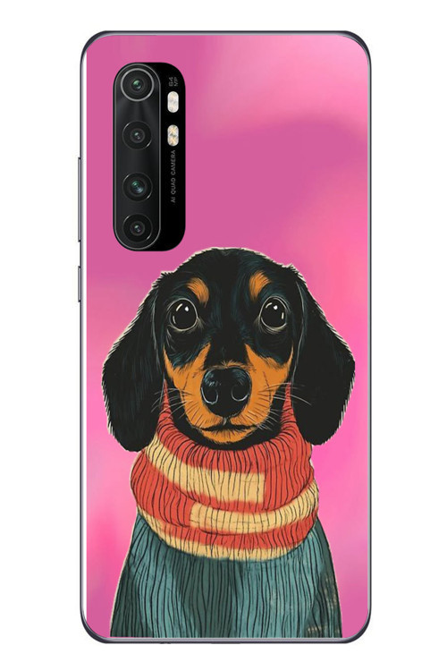 Xiaomi Mi 10 Lite Uyumlu Sevimli Siyah Köpek Baskılı Silikon Kılıf