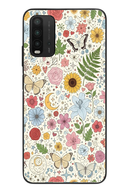 Redmi 9T Uyumlu Bitkilerin Ahengi Baskılı Silikon Kılıf