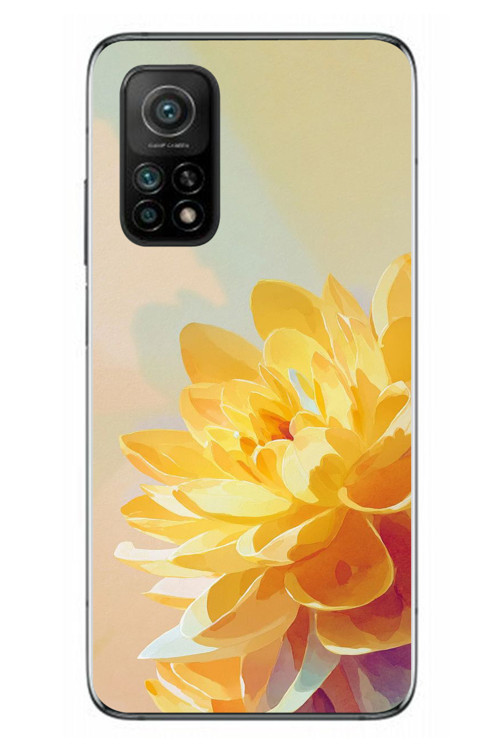 Xiaomi Mi 10 T Uyumlu Sarı Çiçek Baskılı Silikon Kılıf